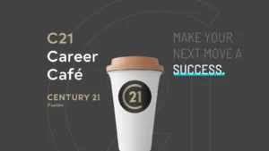 Career Café presentation cover with a coffee cup and the words Make Your Next Move a Success.